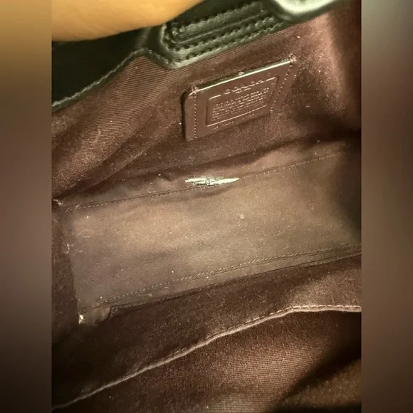 Coach Embossed C Black Leather Handbag Crossbody - Picture 10 of 15